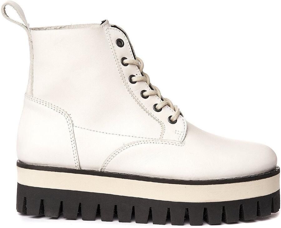 Buffalo Winter Peer Laarzen Gemaakt Van Echt Leer Wit