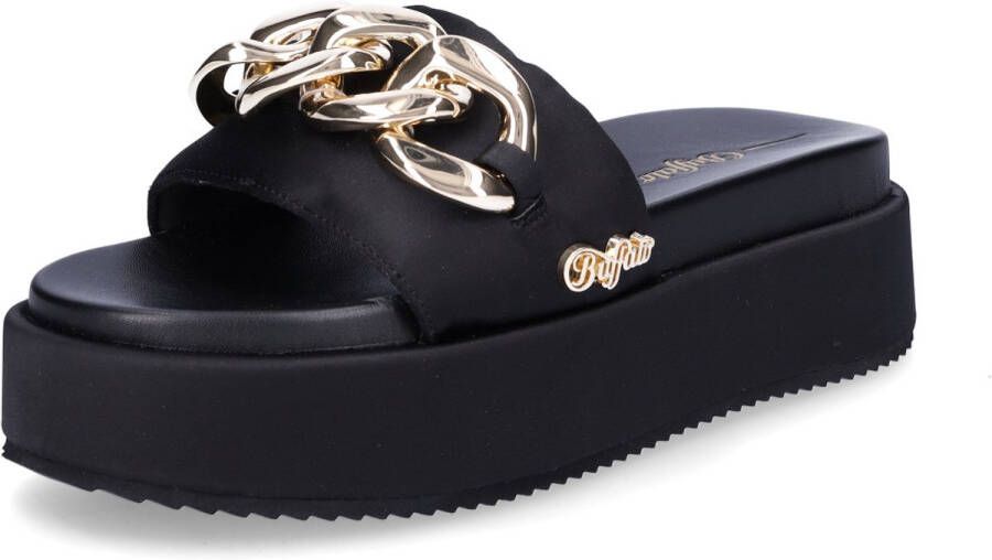 Buffalo dames slipper Noa Slide Chain 2.0 zwart