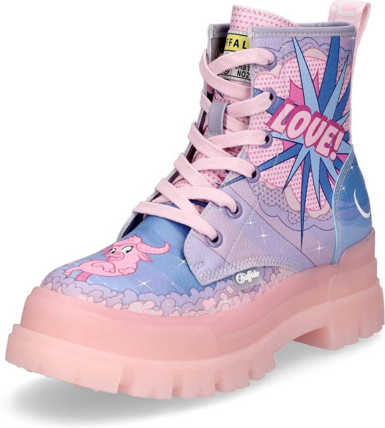 Buffalo dames veterboot Aspha Comic roze