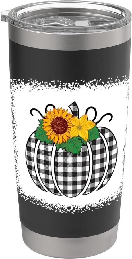 Buffelprint Halloween pompoen dubbelwandige thermosbeker