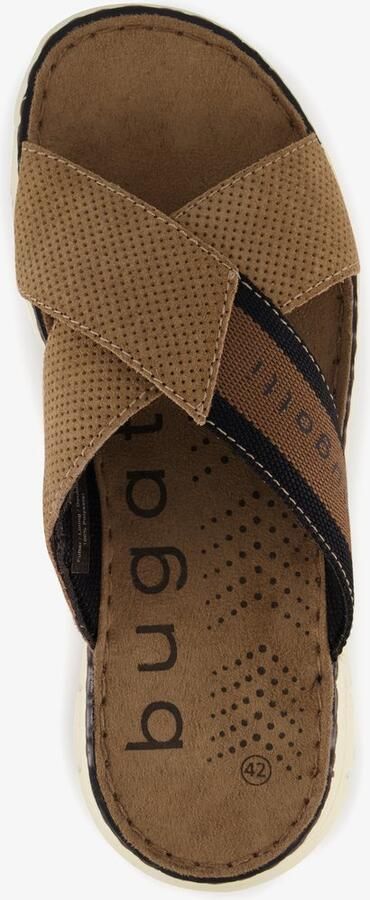 Bugatti leren heren slippers cognac zwart