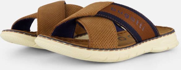 Bugatti leren heren slippers cognac