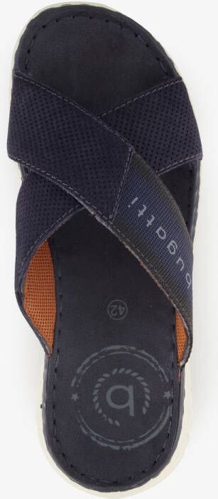 Bugatti leren heren slippers cognac blauw