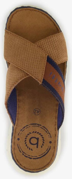 Bugatti leren heren slippers cognac bruin