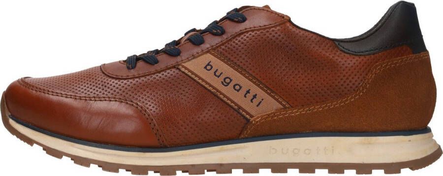 Bugatti leren heren sneakers bruin cognac Uitneembare zool