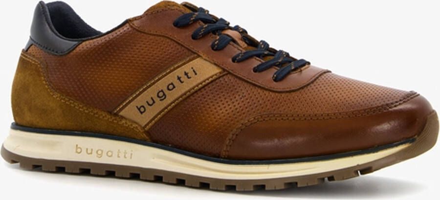 Bugatti leren heren sneakers bruin cognac Uitneembare zool