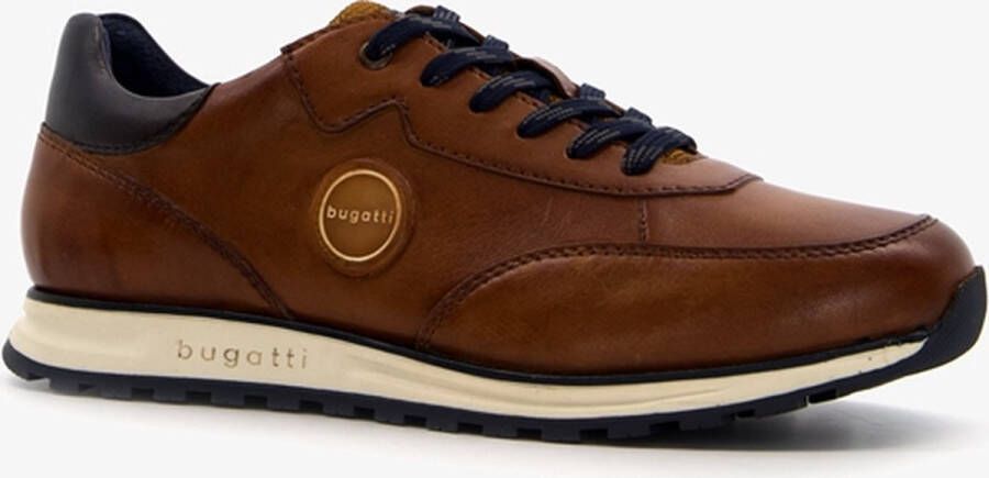 Bugatti Cirino leren heren sneakers cognac bruin Extra comfort Memory Foam