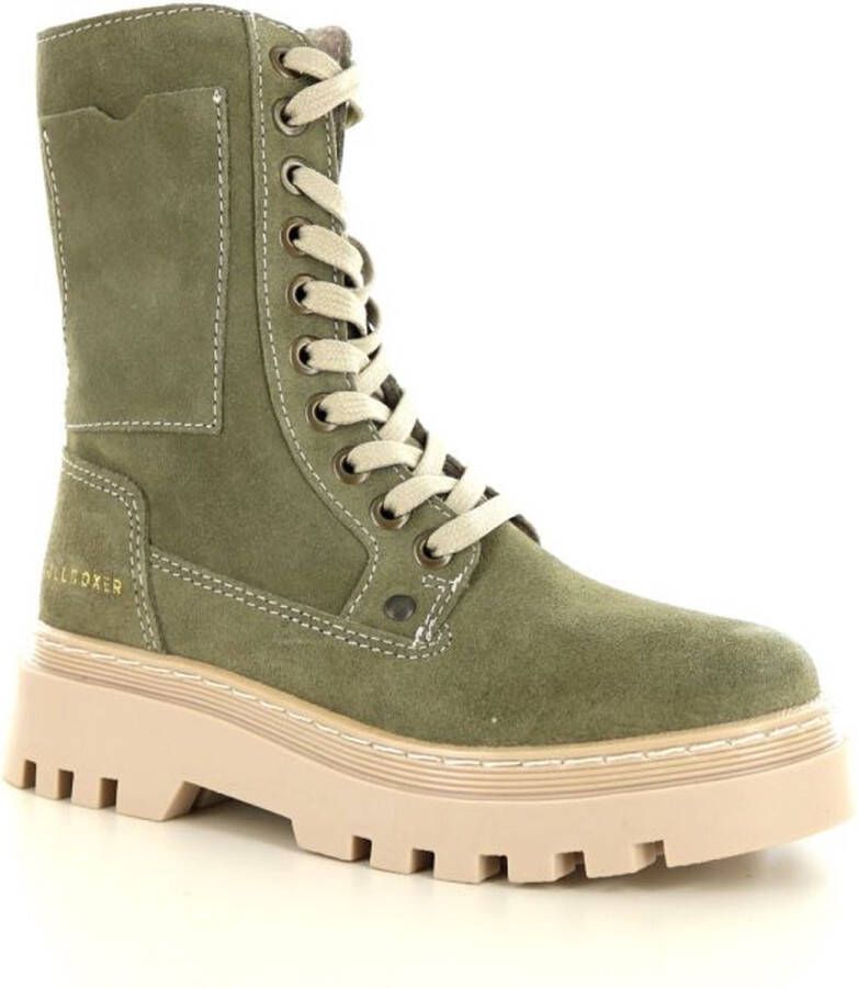 Bullboxer | Meisjes veterboot | Groen suede