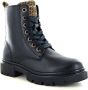 Bullboxer Stoere meisjes veterboot Zwart leer - Thumbnail 1