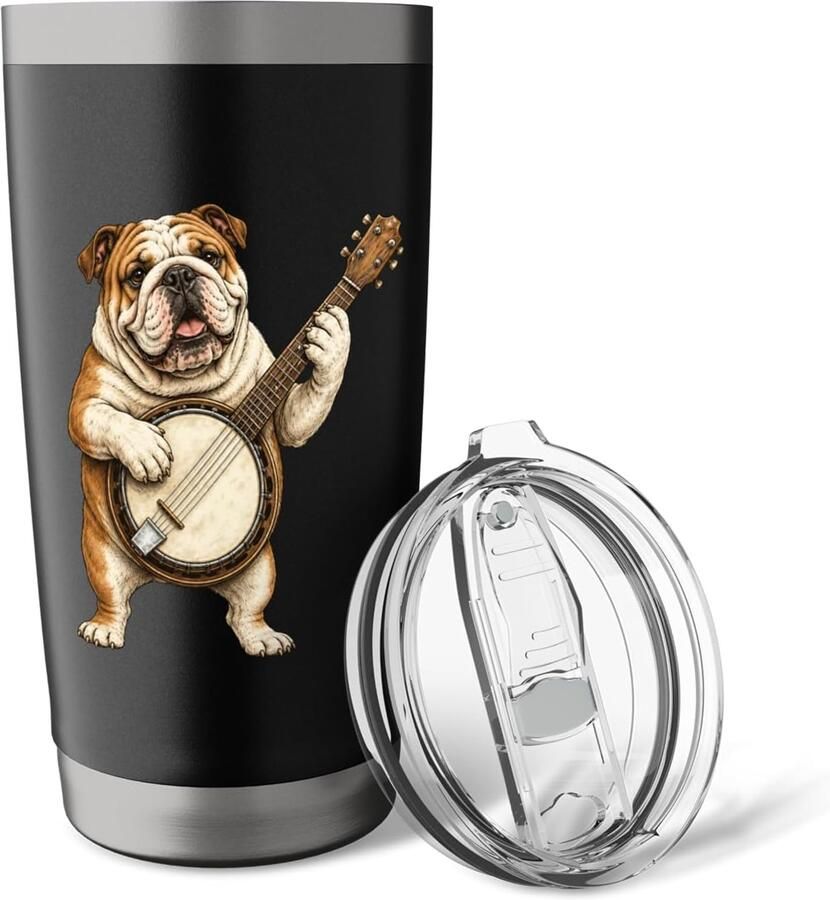 Bulldog met banjo thermosbeker