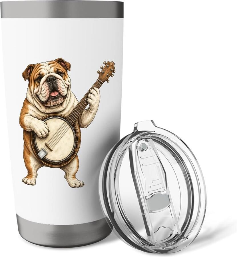 Bulldog met banjo thermosbeker