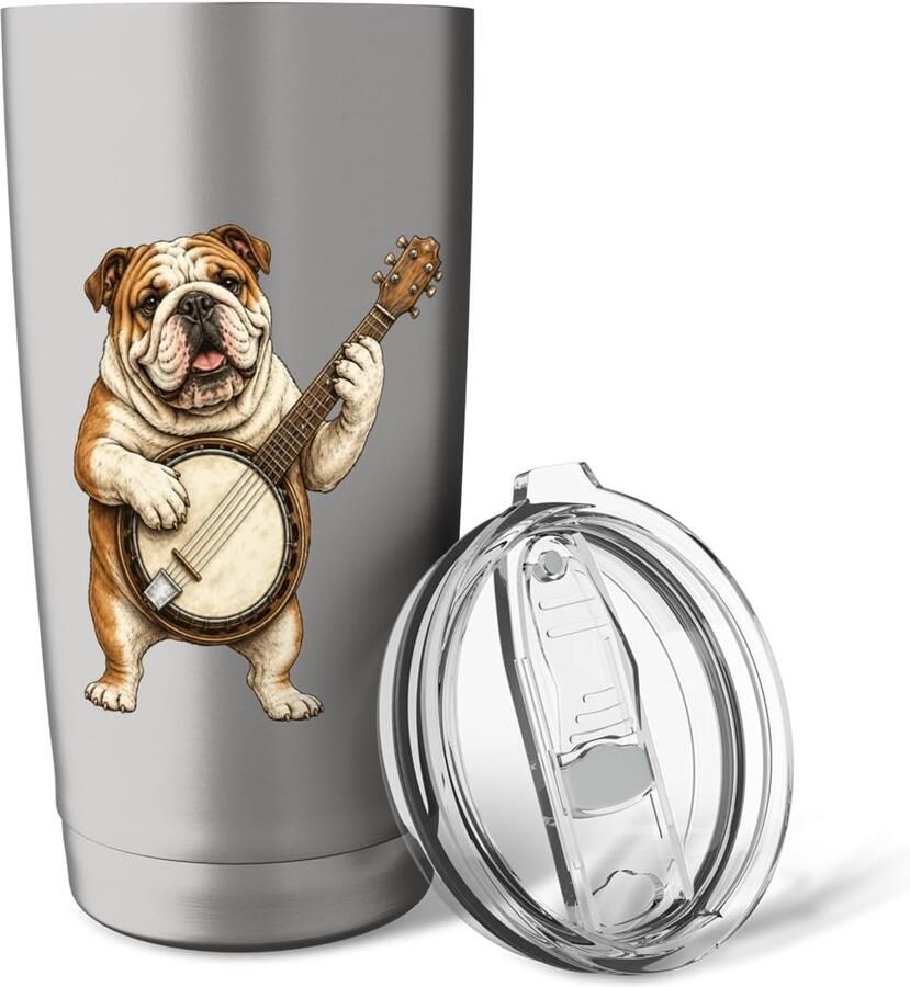 Bulldog met banjo thermosbeker
