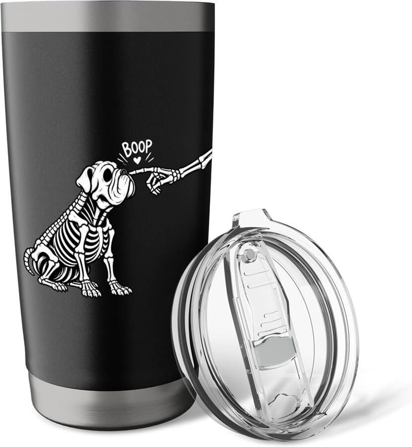 Bulldog Skelet Halloween Thermosbeker dubbelwandig