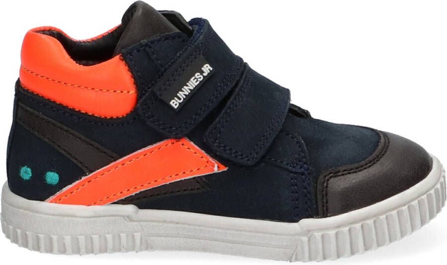 BunniesJR Bunnies JR 221662 529 Jongens Hoge Sneakers Blauw Oranje Leer Klittenband