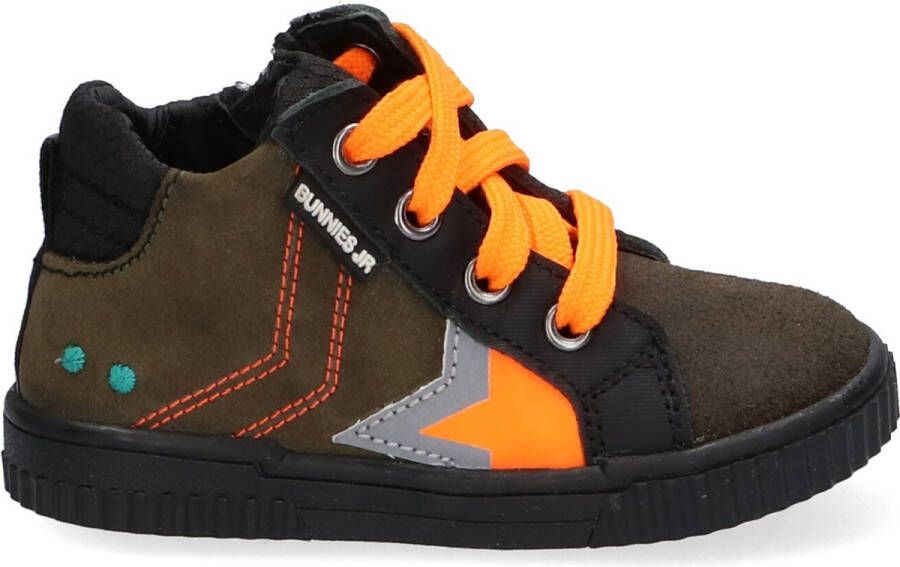 BunniesJR 221663-569 Jongens Hoge Sneakers Groen Oranje Leer Veters