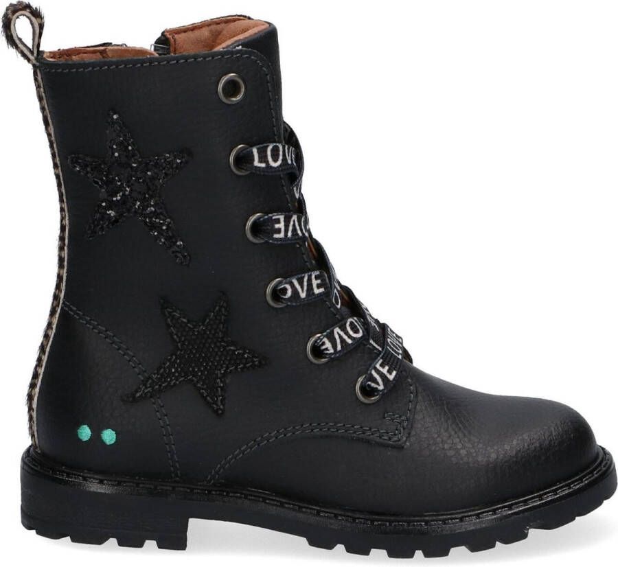 BunniesJR Bunnies JR 221861-589 Biker Boots Zwart Leer Veters