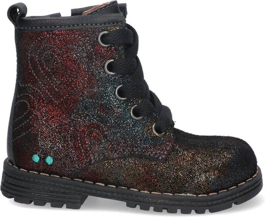 Bunnies Tess trots leren veterboots zwart multi Meisjes Leer All over print 21