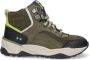 BunniesJR Bunnies JR 223843-569 Jongens Hoge Sneakers Groen Zwart Leer Veters - Thumbnail 1