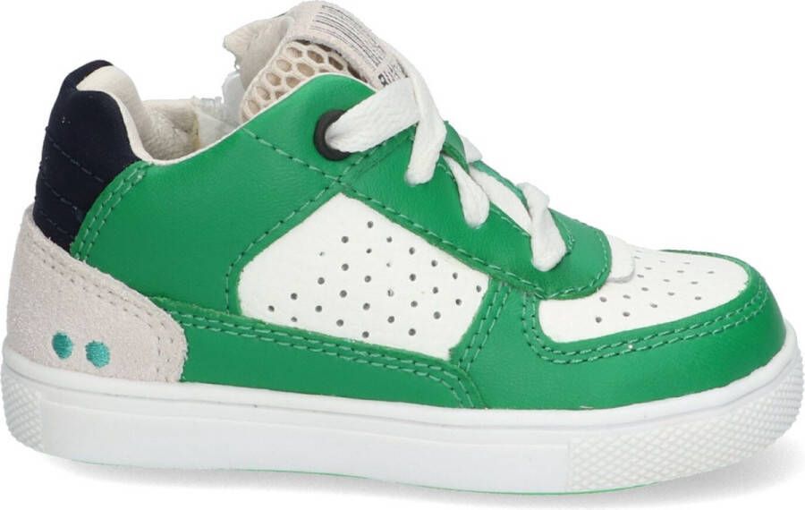 BunniesJR Loran Louw leren sneakers groen wit Jongens Leer Meerkleurig 24