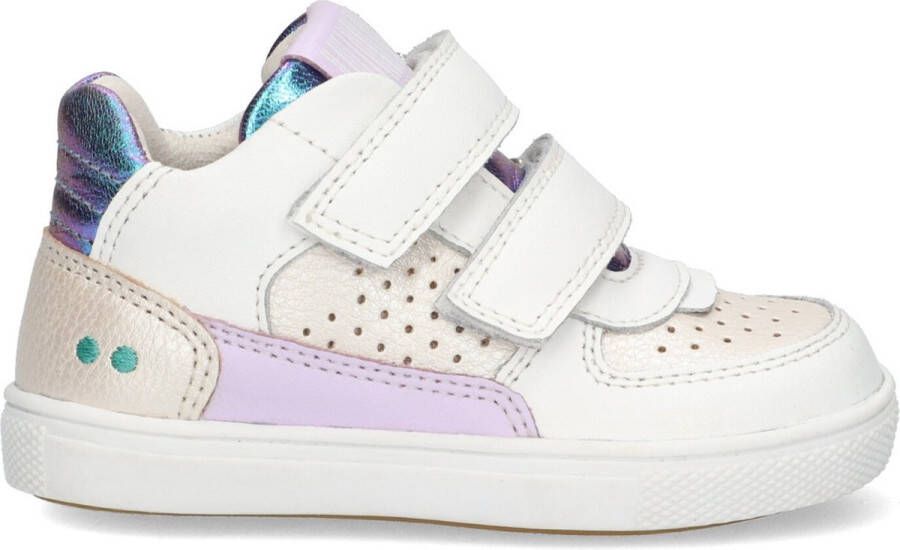 BunniesJR Luca Louw leren sneakers wit lila Meisjes Leer Meerkleurig 23