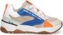 BunniesJR 224374-603 Jongens Lage Sneakers Blauw Wit Beige Oranje Leer Veters - Thumbnail 1