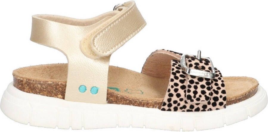 BunniesJR 224423-894 Meisjes Platte Sandalen Goud Roze Print Imitatieleer Klittenband