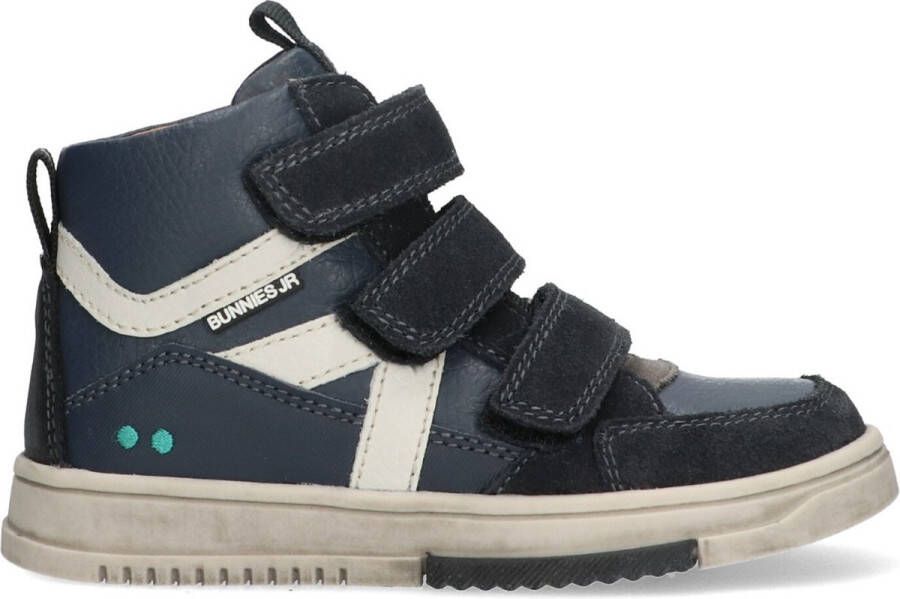 BunniesJR 224833-420 Jongens Hoge Sneakers Blauw Leer Klittenband