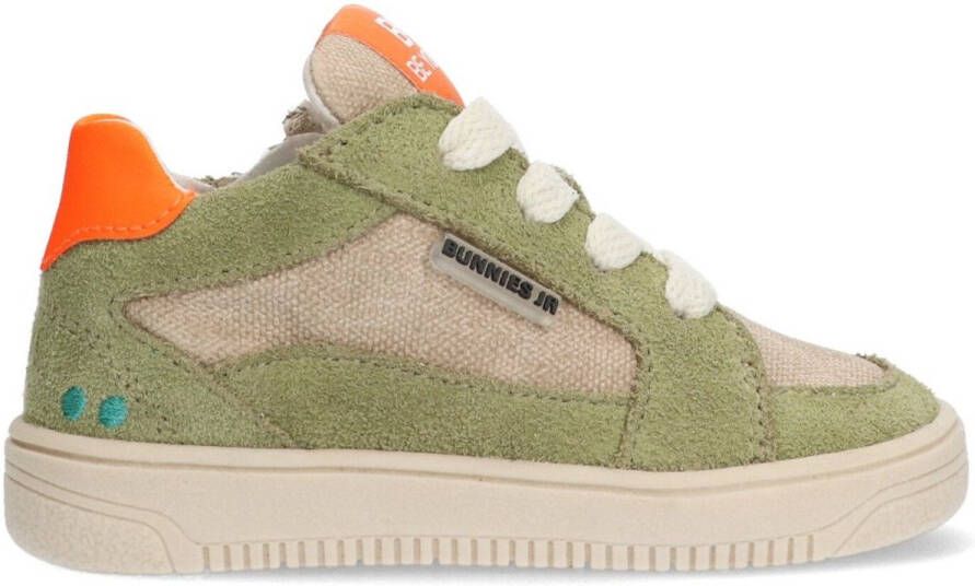 BunniesJR 225250-460 Jongens Lage Sneakers Groen Beige Oranje Suède Veters