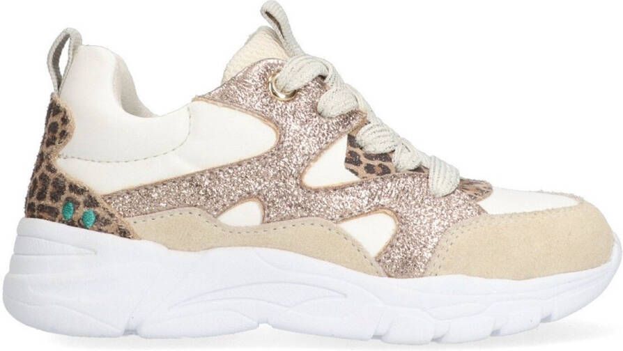 BunniesJR 225344-403 Meisjes Lage Sneakers Beige Wit Roze Leer Veters