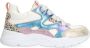 BunniesJR 225344-994 Meisjes Lage Sneakers Blauw Wit Roze Leer Veters - Thumbnail 2