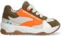 BunniesJR 225374-103 Jongens Lage Sneakers Oranje Grijs Groen Leer Veters - Thumbnail 2