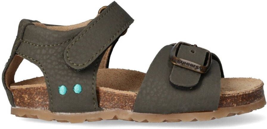 BunniesJR 225403-767 Jongens Platte Sandalen Groen Imitatieleer Klittenband