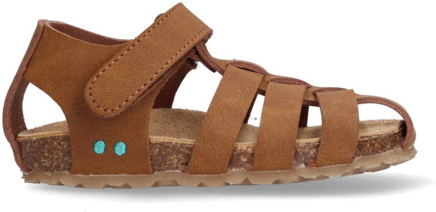 BunniesJR 225404-713 Jongens Platte Sandalen Cognac Imitatieleer Klittenband