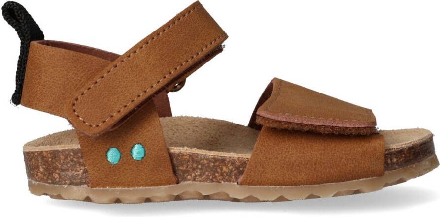 BunniesJR 225407-713 Jongens Platte Sandalen Cognac Imitatieleer Klittenband