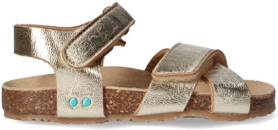 BunniesJR 225418-794 Meisjes Platte Sandalen Goud Print Imitatieleer Klittenband