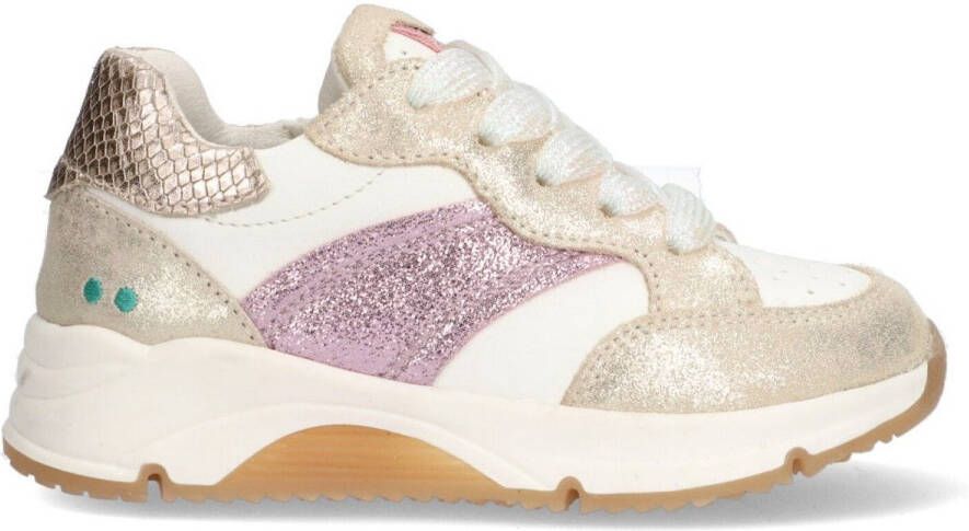 BunniesJR 225462-994 Meisjes Lage Sneakers Goud Roze Wit Leer Veters