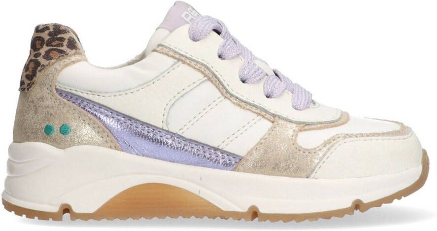 BunniesJR 225480-500 Meisjes Lage Sneakers Wit Paars Print Leer Veters