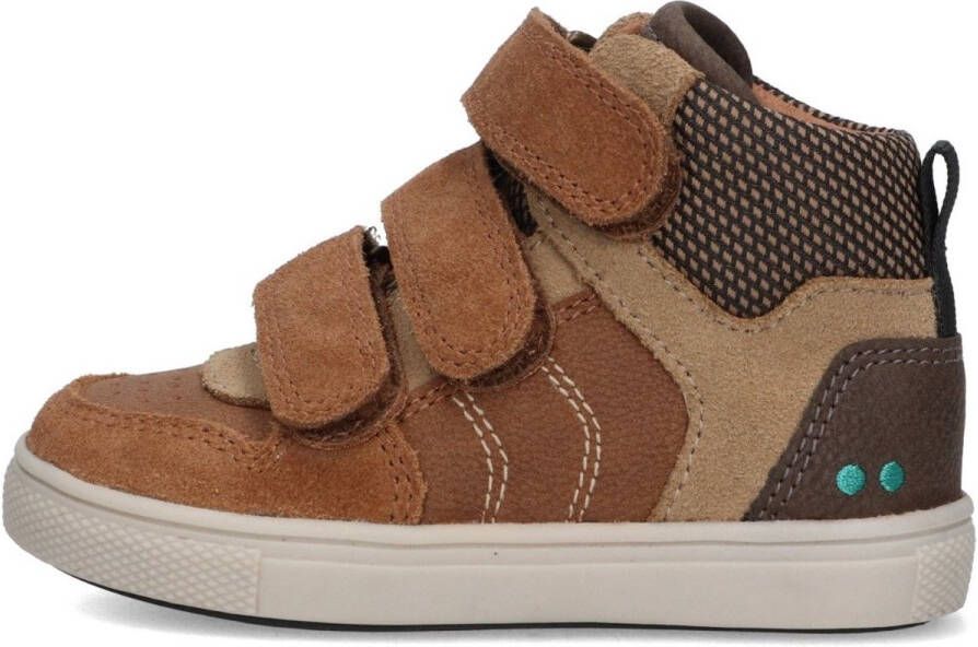 BunniesJR 225750-414 Jongens Hoge Sneakers Bruin Leer Klittenband