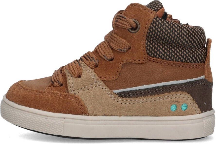 BunniesJR 225751-414 Jongens Hoge Sneakers Bruin Leer Klittenband