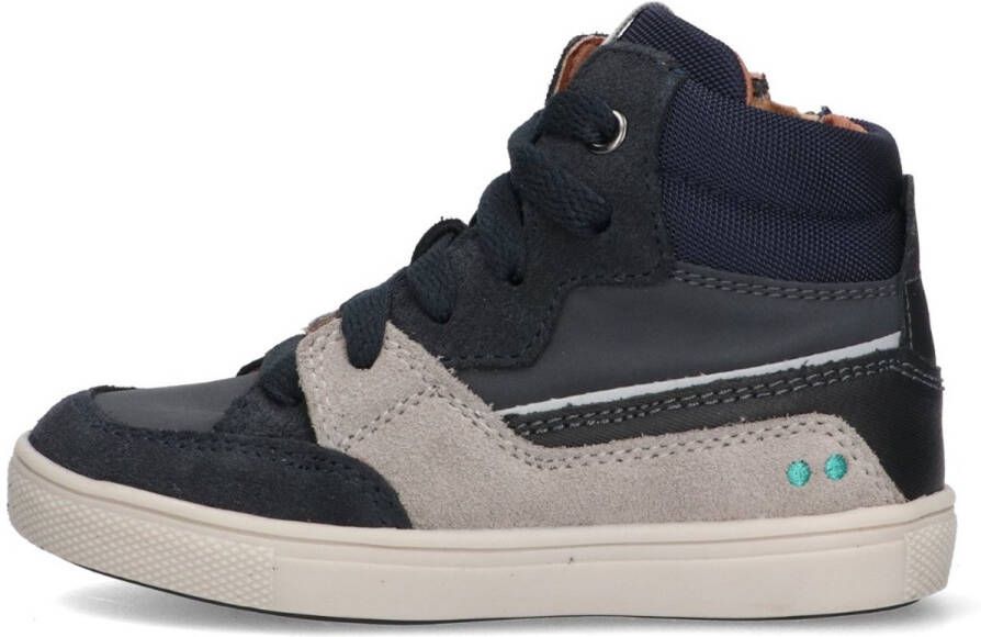 BunniesJR 225751-420 Jongens Hoge Sneakers Blauw Leer Klittenband