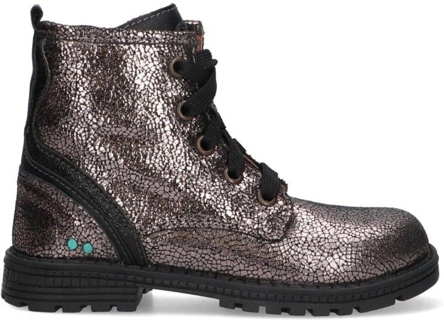 BunniesJR 225783-992 Meisjes Biker Boots Grijs Leer Veters