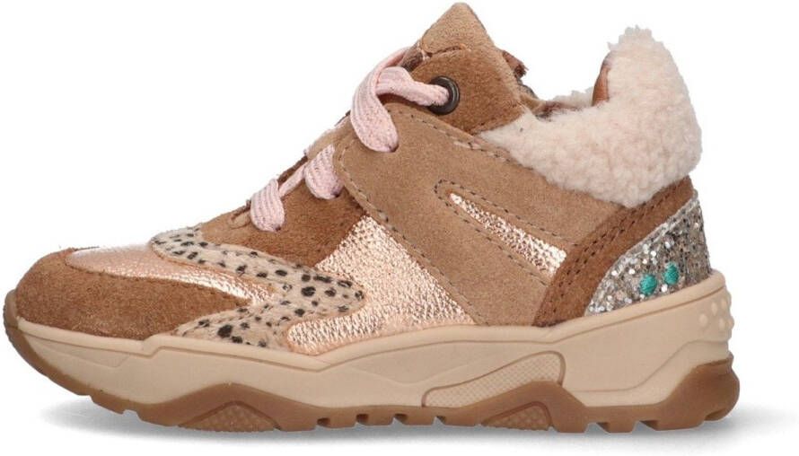 BunniesJR 225844-414 Meisjes Hoge Sneakers Bruin Leer Veters