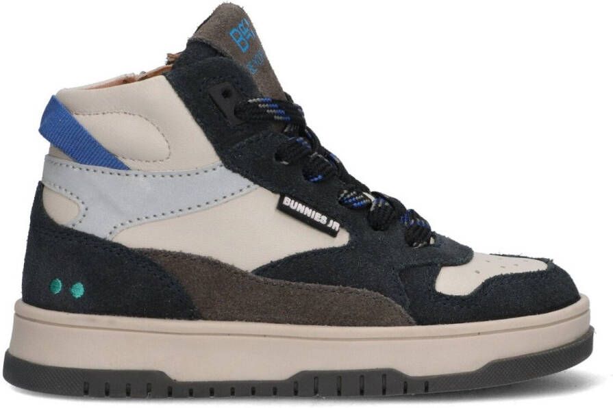 BunniesJR 225990-520 Jongens Hoge Sneakers Blauw Leer Veters
