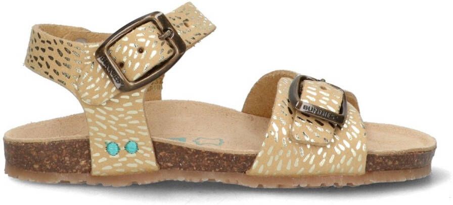BunniesJR Babette Beach Meisjes Platte Sandalen Goud Print Imitatieleer Gesp