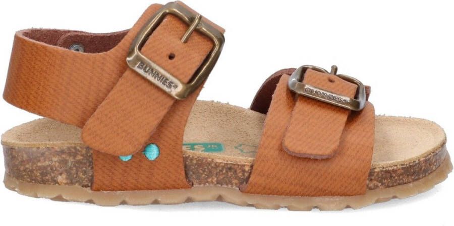 BunniesJR Bonny Beach Jongens Platte Sandalen Cognac Imitatieleer Gesp