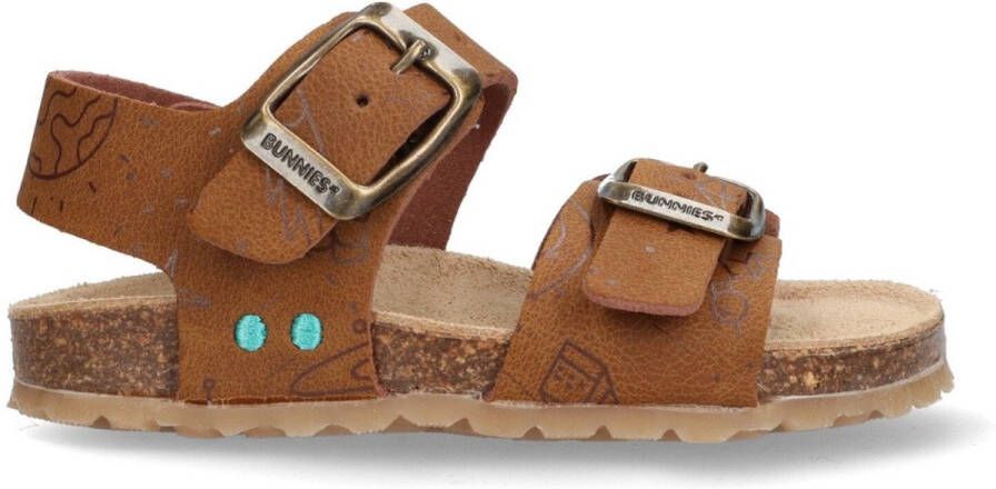 BunniesJR Bonny Beach Jongens Platte Sandalen Cognac Imitatieleer Gesp