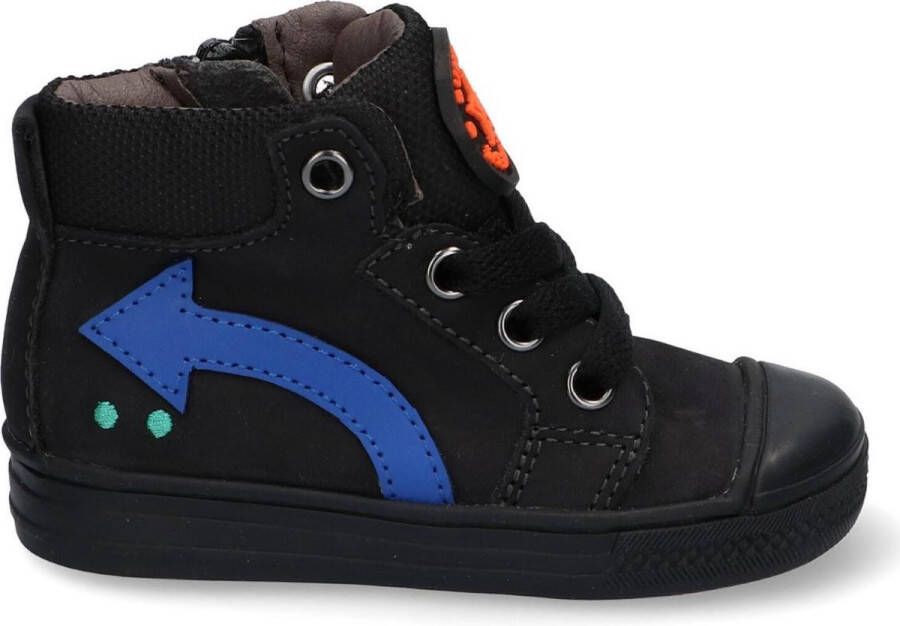 BunniesJR Bunnies JR 220630 589 Jongens Hoge Sneakers Zwart Leer Veters