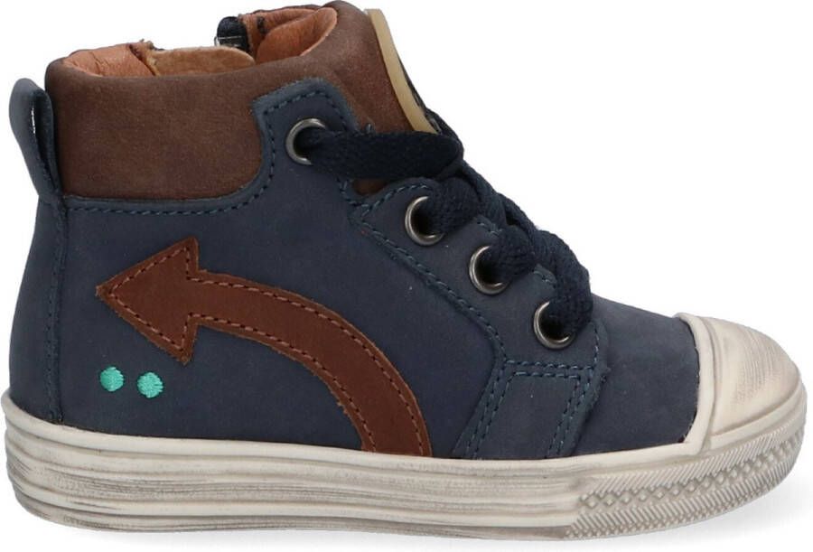 BunniesJR Bunnies JR 221630-129 Jongens Hoge Sneakers Blauw Nubuck Veters
