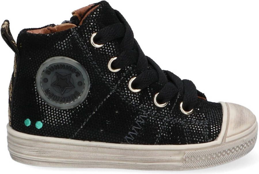 BunniesJR Bunnies JR 221635-489 Meisjes Hoge Sneakers Zwart Suède Veter