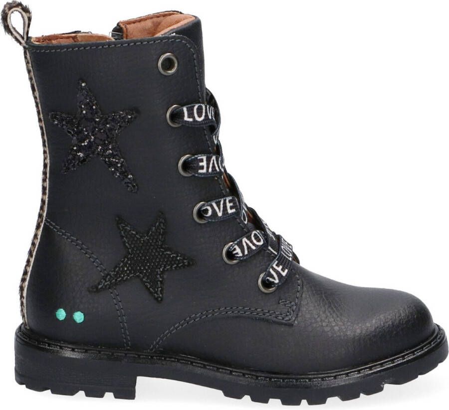 BunniesJR Bunnies JR 221861 589 Biker Boots Zwart Leer Veters